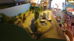 All rails in place now, including the railyard. Also added first layer of static water in the creek. Not much more done this weekend.