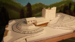 Got a bit further this evening. Started with cutting out the rest foam sheets for the leveling. Level 0 is direct on the plywood there the middle storage building for the smeltery will go. Level 1 is the dam which gives water for the steam engine which...