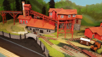 The transporter, in the middle over the roof, got it´s two supports. Bridge is done and dam posts are in place, waiting for the chain inbetween. All rails is painted. Next time tracks will be installed, adjusted and ballasted.