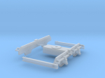 1/45 scale bogie of the swedish 600mm gauge standard bogie. There was several different looks on the sides based on the same frame, this is just one of them. Adopted for 10.5mm diameter wheels with  12mm gauge 21mm pin-point axles, but can be adjusted to.