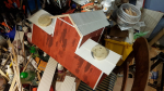 Not the quickest job of making a building, but it goes in the right direction - forward ! Added wind-boards, corner boards and started with covering the roof with corrugated sheets this weekend.