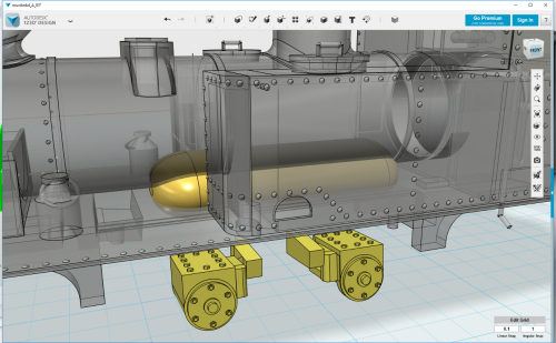 3D model  -- yellow cylinder in the middle shows what part has to go to make room for the RAR chassis