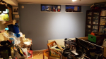 YES! Old layout shelf is no more! Time to start build up instead of tear down. About 60 * 150 and 60 cm high should be enough for the fumes cabinet which will be placed at left seen from the first picture. Here is two pics showing what was behind it all.