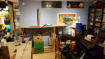 Built the box storage shelf today! It was a quick affair, building up something is much faster and more fun..
I put a piece of plywood on top just to check the height. I am not sure 120 cm might be a bit to high, think I will cut of at least 5...