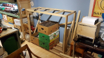 Continued with the cabinet this evening. The plywood I thought I had was to narrow ... I need 60 cm, but all in store was 50 cm, left overs from last layouts I built. Will have to wait until after Xmas when the lumber yard opens again ...  Soo, had to ...