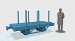 I wanted a new series of wagons to be pulled by the Sirdar loco, but was not sure how to make them. The Kerry Tramway was mostly built for transporting timber, so mostly flats with stakes is to be expected. I was experimenting w several different types...