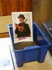 Pict8769) -- Allen had major problems standing up, so someone placed him in the (cat)box...