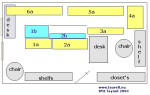 This is not really the trackplan, more a description on how my hobby room is set up and how my train tables are positioned, but.. it gives a good view on how I planned it.